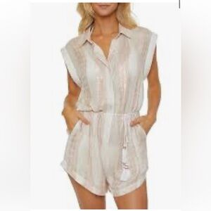 Chic Beige Striped Romper